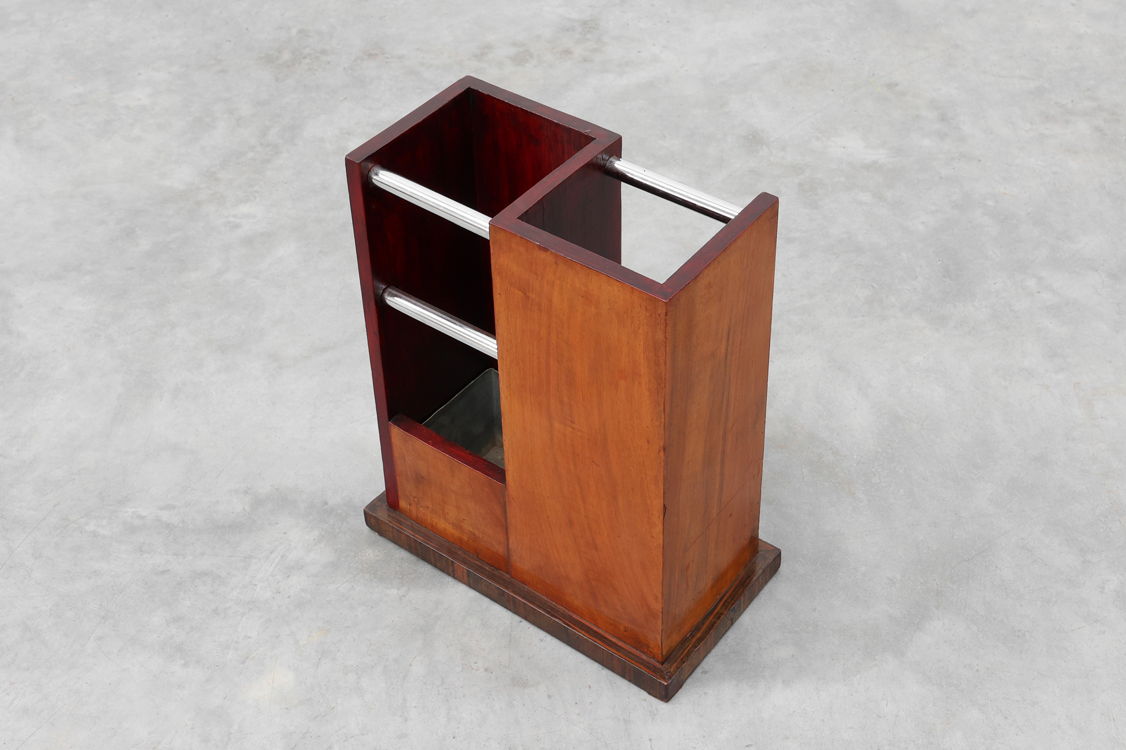 Early Art Deco umbrella stand in wood and metal, France ca. 1910thumbnail